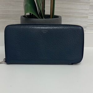 Authentic Celine Blue Leather Wallet